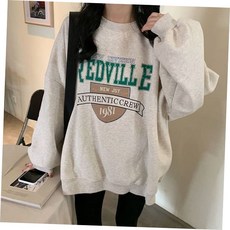 여성 기모 맨투맨 레터링 루즈핏 긴팔 티 셔츠 오트밀, 본상품