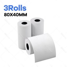모든 미니 인치 잉크 무선 POS 영수증 80x30mm 프린터 BPA 용지 40mm, 3Rolls 80x40mm