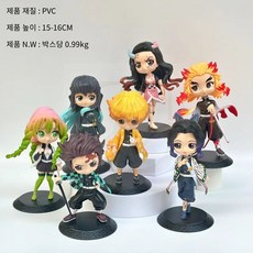 haengbuk 귀멸의 칼날 7피스 애니메이션 장식품 애니메이션 피규어 인형, 1세트