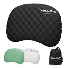 BreezCamp 공기 주입식 캠핑 베개 여행용 블로우 업 에어 목 요추 지지 초경량 컴팩트 야외 하이킹 배낭여행 자동차 해변 비행기 수면 필수품 블랙, 2-블랙.