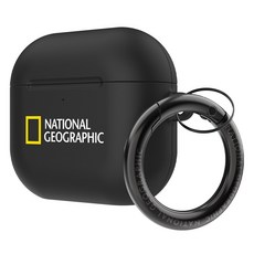 내셔널지오그래픽 브랜드로고 하드 케이스, 에어팟 4, 블랙, 1개