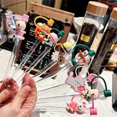 스탠리호환 빨대 마개 텀블러 스토퍼 스트로 뚜껑 캐릭터 캡 악세사리, 1개, 차 트레이 곰