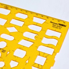 에듀우드 코딩도형 플로챠트 순서도 그리기 플라스틱 템플릿 Drawing Template 250mm, 1개