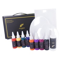 金羽毛 FLUID ART 珊柏劑 套組 流體畫 珊瑚 松柏 山水畫 附畫布 材料包, 2kg, 50ml, 8個