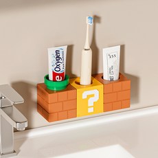 욕실 벽걸이형 칫솔꽂이, 1개, 브라운 + 엘로우