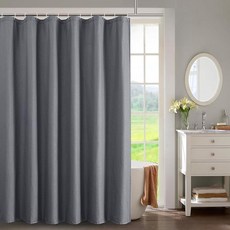 OWENIE 욕실용 화이트 스톨 샤워 커튼 3D 엠보싱 텍스처 패브릭 소형 샤워 커튼 좁은 스톨 사이즈용 세탁기 세탁 가능한 방수 호텔 스타일 너비 91.4cm x 길