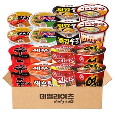 데일리이츠 컵라면 큰사발&사발면 8종류 총 16개입 (육사발 김치사발 신라면 새우탕 튀김우동 사리곰탕 진라면매운맛 열라면), 1박스