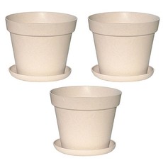 하우스홈 친환경소재 분갈이 목분화분 분갈이 인테리어 텃밭 큰화분 소형, 3개, 아이보리 화분+받침대