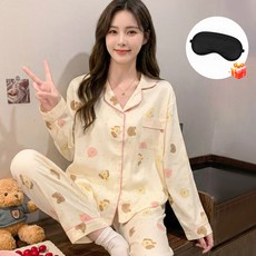 MIVONA 여성 잠옷 세트 긴팔 카라 파자마 부드러운 귀여운 홈웨어