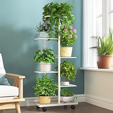 방일 이동식 다층 계단식 다용도 화분선반대, 6단, 흰색