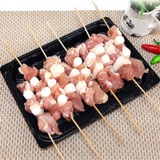 닭떡꼬치 10개 파닭 순살 껍질 목살 숯불 염통 꼬치 구이 캠핑음식, 400g, 1팩