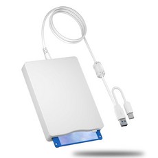 USB 플로피 드라이브 3.5인치 외장 및 Type-C 디스크 리더기 드라이브 휴대용 1.44MB 플러그 앤 플레이 FDD PC 윈도우 XP 7 8 10 11용(화이트) 2, 플로피 드라이브-화이트