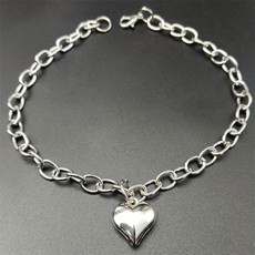 미즈코스 하트 고양이 목걸이 반려동물 인식표 애견 강아지 네임택 애완동물 이름표, 1개, 실버