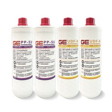GE PP-5U纖維濾心二支 UDF-R樹脂抑垢濾心二支 (共4入)淨水器濾心, 1套, PPx2+樹脂x2