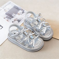로르카 14세 이상 사용 가능 아동 여아 리본 큐빅 스트랩 논슬립 쿠션 패션 여름 샌들
