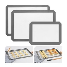 키친라쿠 실리콘 베이킹 매트 16 5 x11 6 논스틱 재사용 쿠킹 쿠키용 BPA 프리 시트 빵 페이스트리 토스터 패드 2종 세트, 2 Half Sheet, Red