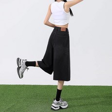 牛仔褲女夏季淺色大碼七分2025新款薄款寬鬆高腰淺色直筒闊腿褲女