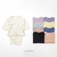 라임앤블루 어텀 도트 베스트 베이비 세트 실내복 (1-12개월)