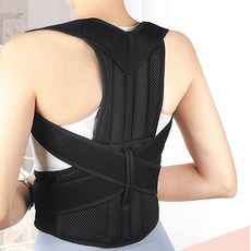 바른 자세교정밴드 어깨 목 말린 굽은 등 교정기 라운드숄더 밴드, 블랙, 1개