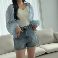 에뜨와랩 여성 초경량 도트 후드 집업 바람막이 점퍼
