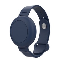koee 兒童矽膠防水腕帶手環 Airtag定位器保護套 卡通鈕扣/別針款, 錶帶-深藍, 1個