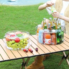 pvc 접이식 휴대용 양동이 대야 세트(M+L), 1세트, 투명