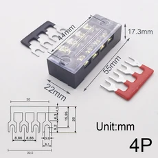 전기 나사 터미널 블록 스트립 고정 절연 배리어 스트립 와이어 커넥터 케이블 접점 DIY 전자 홈 개선, 2) 4P Block Strip 15A, 1개
