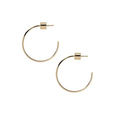 제니퍼피셔 플랫 스레드 14K 옐로 골드 후프 이어링