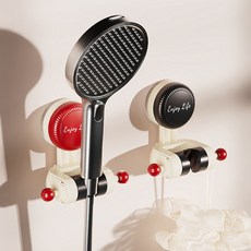 1+1 나나민 무타공 접착 흡착식 샤워기 홀더 걸이 거치대, 단품_블랙