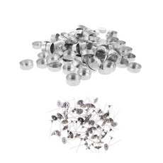 300 조각 알루미늄 케이스 티 라이트 빈 홀더 컵 케이스 컨테이너 38x14mm & 25mm 롱 코튼 캔들 심지 Tealight 양초, 혼합, 다색