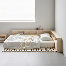장인가구 필링 접이식 원목 침대프레임 매트리스깔판D, 내츄럴