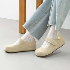 스웨이드 메리제인 키높이 로퍼 단화 (4cm) 데이온