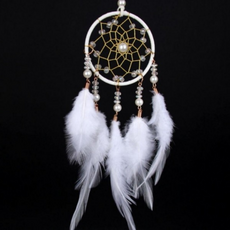 몬딱잡화점 마크라메 깃털장식 미니 인테리어 차량용 소품 방꾸미기 행잉소품 화이트 인테리어, 단일옵션