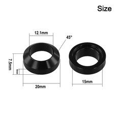 1x 툴스루 액슬 와셔 자전거 알루미늄 합금 원뿔형 허브 플랫 M12x3/7.5mm M15x0.2/5mm 스루, M12x7.5mm