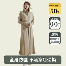 DFMEI 戶外防曬衣女款防紫外線透氣冰絲防曬服開衫全身長款透氣防曬衣, 均碼(80-160斤)