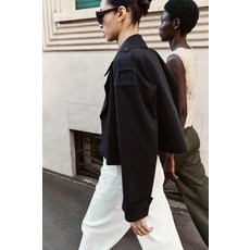 ZARA 자라 크롭 더블 버튼 트렌치 코트 - 네이비 XHA793 RAT490