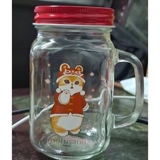 正版授權 貓福珊迪/Hello Kitty把手梅森玻璃杯450ML(附吸管杯蓋), 貓福珊迪梅森杯【DD】, 1個, 450ml