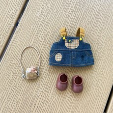 JujuS 17cm 라부부 인형옷 패션쇼 1 세대 및 2세대 인형옷 소품 갈아입히기, 아기 옷 만 팔린다, (인형없음)r-stardenimstrapskirt+가방