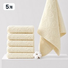 곰돌이 흡수 항균 수건 보풀방지 부드러운 타올 집들이 선물, 5개, 노란색