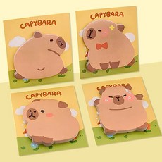 만들기대장 카피바라 점착메모지 약30매 4종 1개랜덤 점착 만들기 카피바라 메모지 dew+906Lb