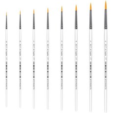 아크릴 페인팅 붓 디테일 작업용 페인트 브러쉬 XDT830 리거 아티스트 브러시 6종 세트 엑스트라 롱 파인 포인트 라이너 팁 000000123 스케일 모델 네일 오일 수채화, White 8pc