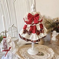【格森】春夏秋款 小狗貓咪公主裙 博美比熊約克夏小型犬, 復古紅裙,XL建議11-13斤左右, 1個