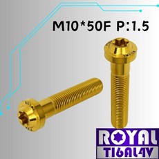 ROYAL 鈦合金螺絲 M10*50F P:1.5 飛碟頭型螺絲 土豪金, 1個