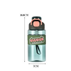 VIGOUR 大容量運動水壺 便攜提手 夏季健身透明塑料杯, 1個, 綠色610ml