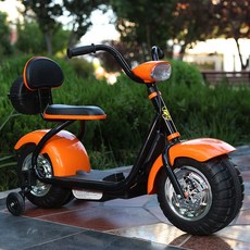 유아용 스쿠터 어린이 전기 오토바이 다양한 색상 6세 이하 장난감, 체인, 큰 주황색 배터리, 1개