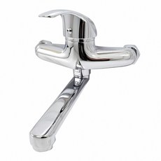 蝴蝶衛浴【壁式水龍頭】40芯冷熱混合水龍頭，精密陶瓷牆壁用，出水管可移動，洗手台適用, 1個, (全配)出水管管長30CM+彎頭