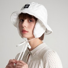 테크스킨 여성용 이어머프 패딩 버킷햇 골프모자, 화이트, 1개