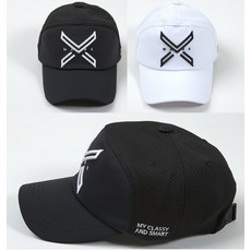 럽인골프 엑스마크 엣지5각 하프메쉬 볼륨자수 골프모자, 블랙 FF, 블랙/FF, 블랙/FF