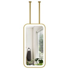 행잉 거울 천장 천정 세면대 벽걸이 단면 타원형 조명, 기타, 골드 40x80cm 양면 터치스크린