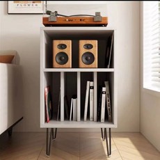 LP장식장 선반 턴테이블 원목 레코드판 매거진렉 협탁 수납장 엘피, 화이트48x40x83(원목)